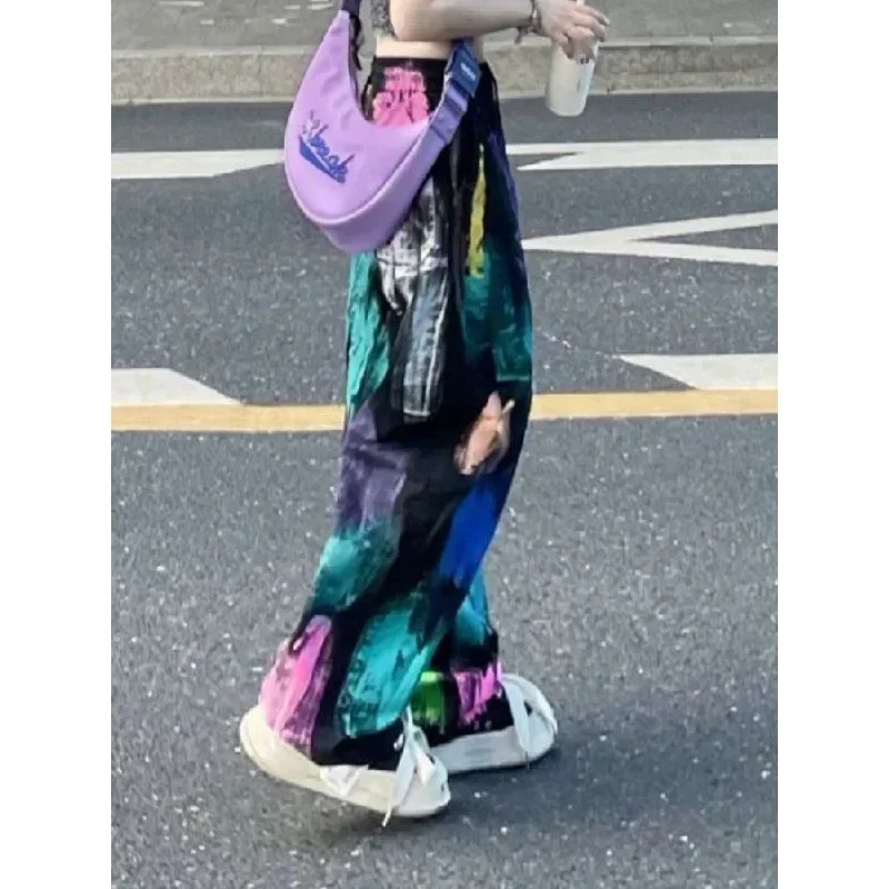 

Korean Y2K Graffiti Color Woman Oversize Pants Hip Hop Sports Casual Wide Leg Trousers Streetwear American Women's Pants