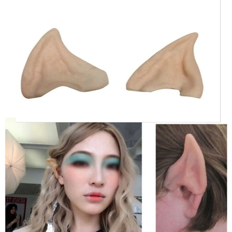 Latex Fairy Pixie Elf Ears Cosplay Accessories LARP Halloween Party Latex Soft Pointed Prosthetic Tips Ear