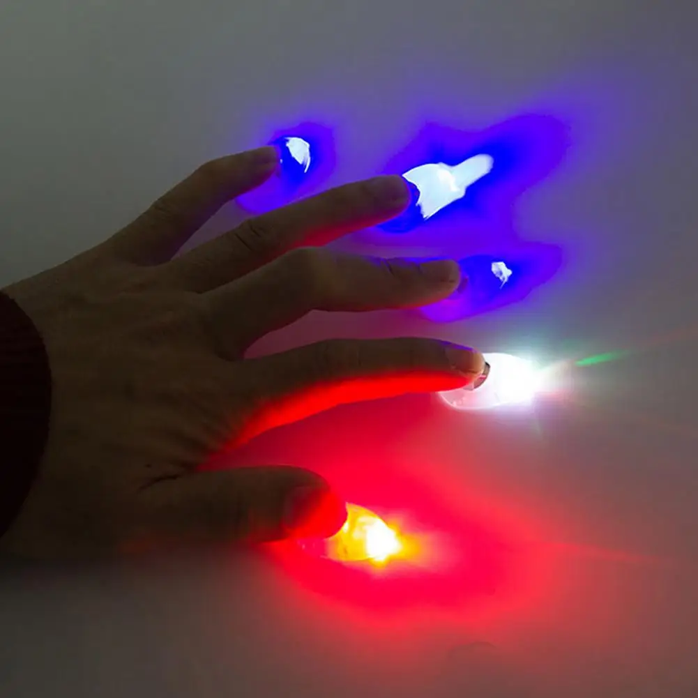 2Pcs Thumb Finger Light Magic Thumbs Light Toys Adult Magic Trick Props Led Flashing Light Up Thumb Halloween Party Funny Toys