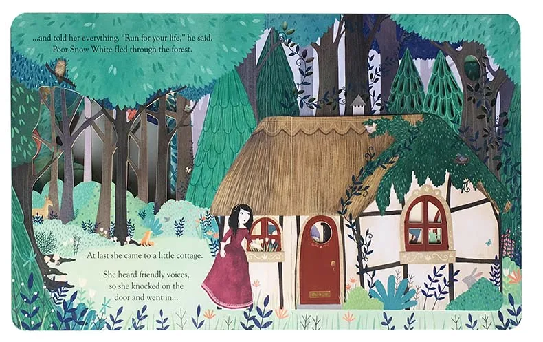 Usborne Peep Inside A Fairy Tale سنو وايت والأقزام السبعة ثلاثية الأبعاد كتب مصورة رفرف للأطفال الأطفال كتاب القصة التعليمية #5