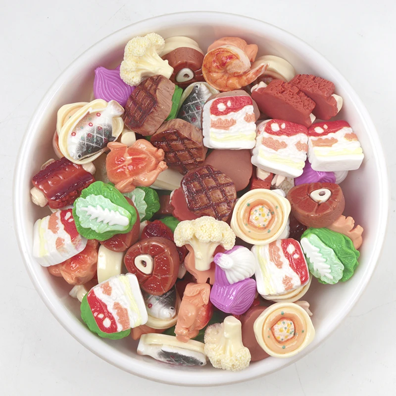 30/300 قطعة شريحة لحم البقر الصغيرة اللطيفة ، أضلاع لحم الخنزير والأسماك والروبيان الغذاء مسمار الفن الراتنج السحر Craft بها بنفسك الحرفية لمسمار زخارف ثلاثية الأبعاد #5