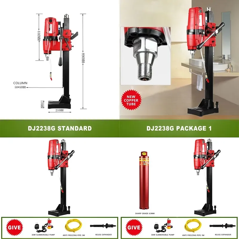 Broca de Concreto Elétrica de 238mm para Máquina de Perfuração Diamantada, Ferramenta de Perfuração Elétrica para Engenharia, Serra Copo para Concreto