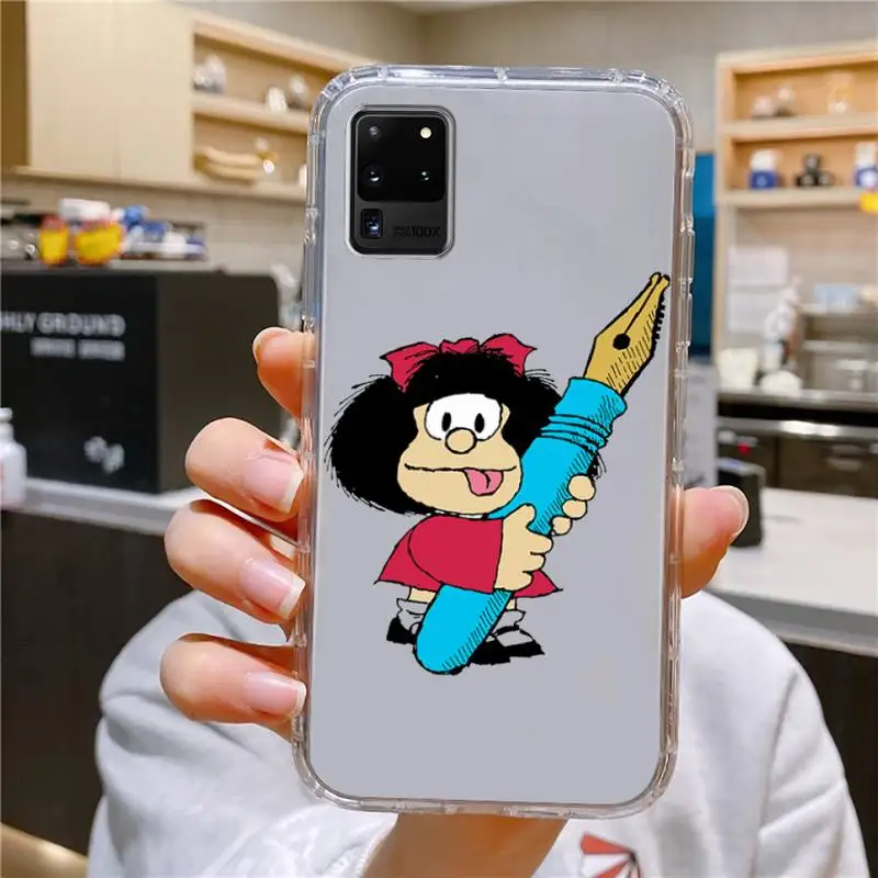 Mafalda Phone Case For Samsung Galaxy S10 S10e A70 Edge S22 S23 Plus Ultra Note10 Transparent Cove