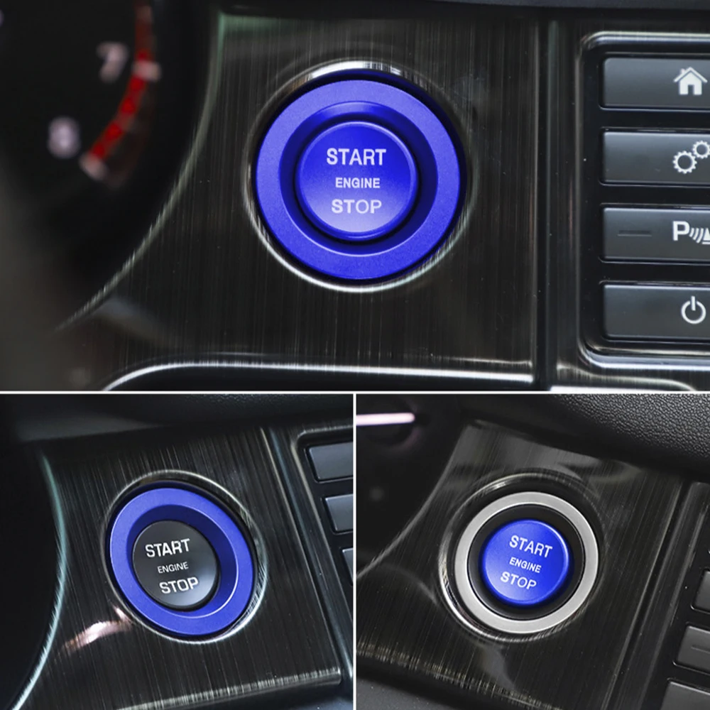 Red/Blue/Silver Car Engine Start Stop Button Ring Fit for Land Rover Discovery Sport LR5 Range Rover Sport Vogue Evoque Aluminum