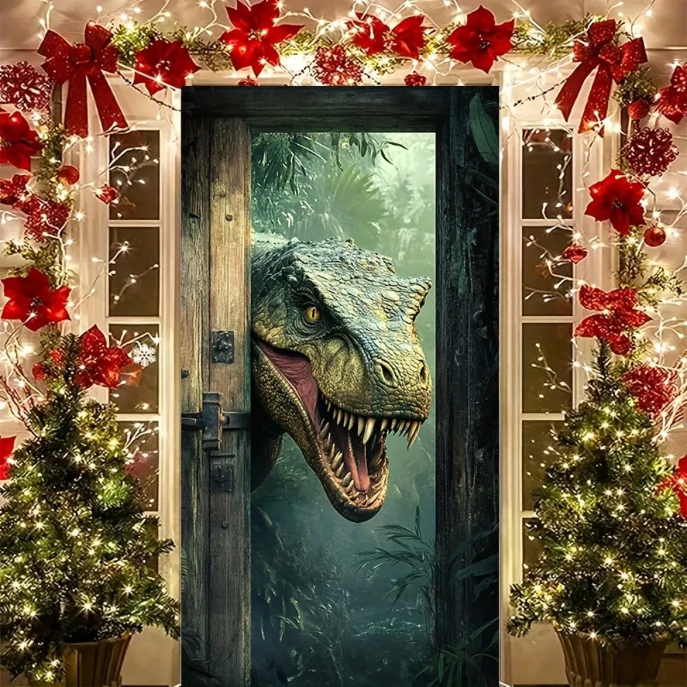Türhülle mit Dinosaurier-Motiv – Vielseitiges „Polyester-Banner für Partys, Fotokabinen und Festivals – Innen-/Außendekoration