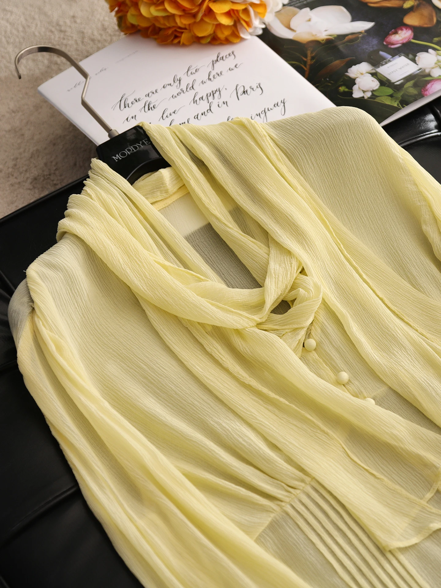 

Silk Gauze Stripe Texture Sensation High Waist Sun Protection Shirt Sleeve Long Bell Sleeve Gown for Women Summer Commute Style