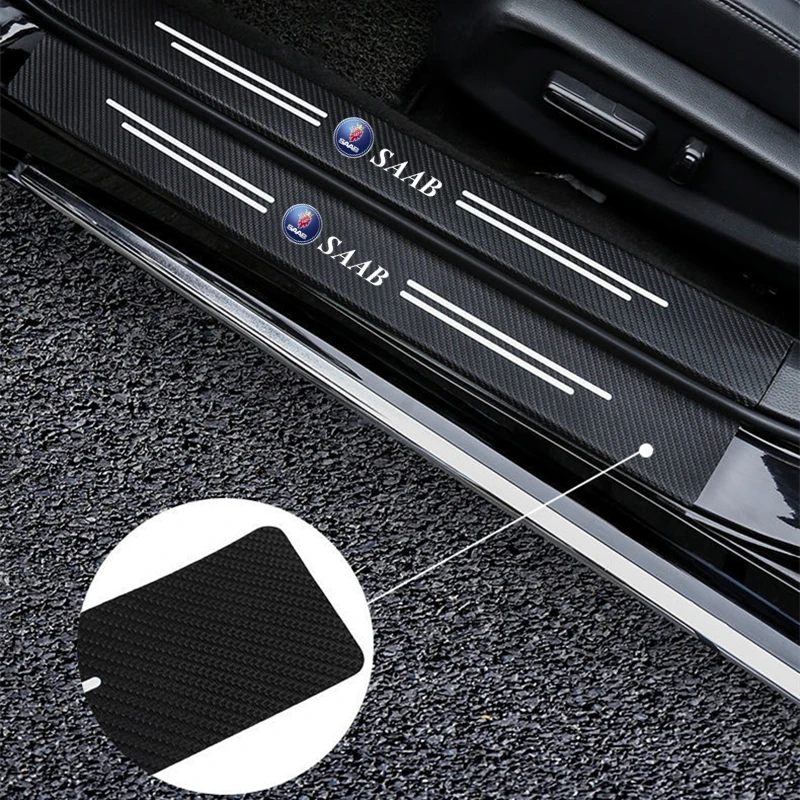 

For SAAB SCANIA 95 93 9000 900 9-7 600 99 9-X 97X Turbo X Monster 9-2X GT750 92 Car Door Sill Scuff Plate Carbon Fiber Stickers