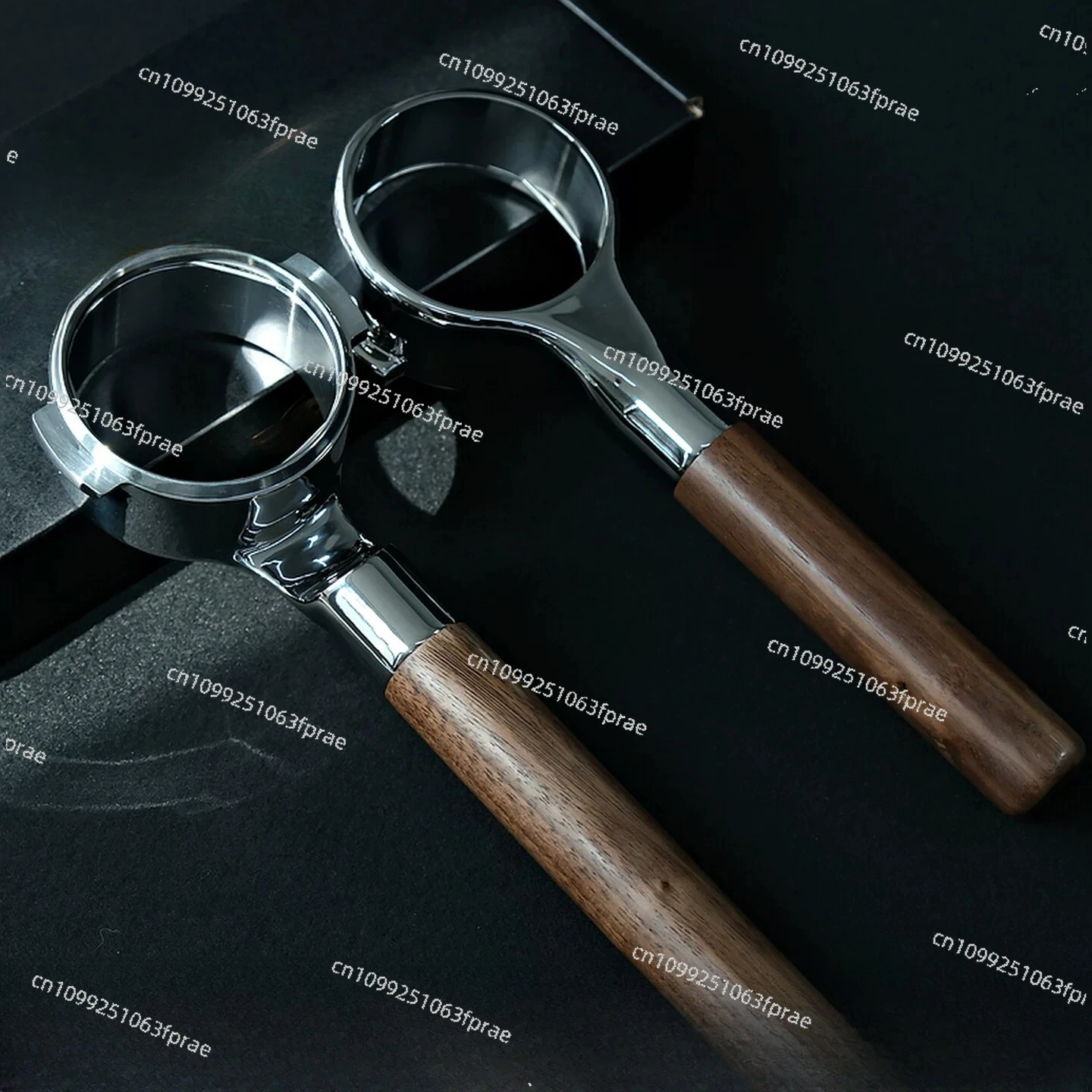 Flat bottomless coffee handle fits E61 black walnut and weighs 400g