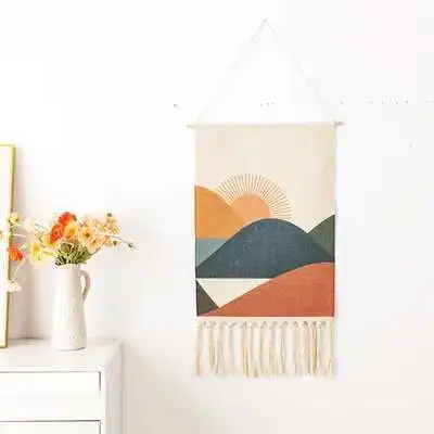 

New Hand-knitted tassel tapestry Nordic Art hanging cloth Wall Hanging Handmade bohemian style Retro Home Decor cotton