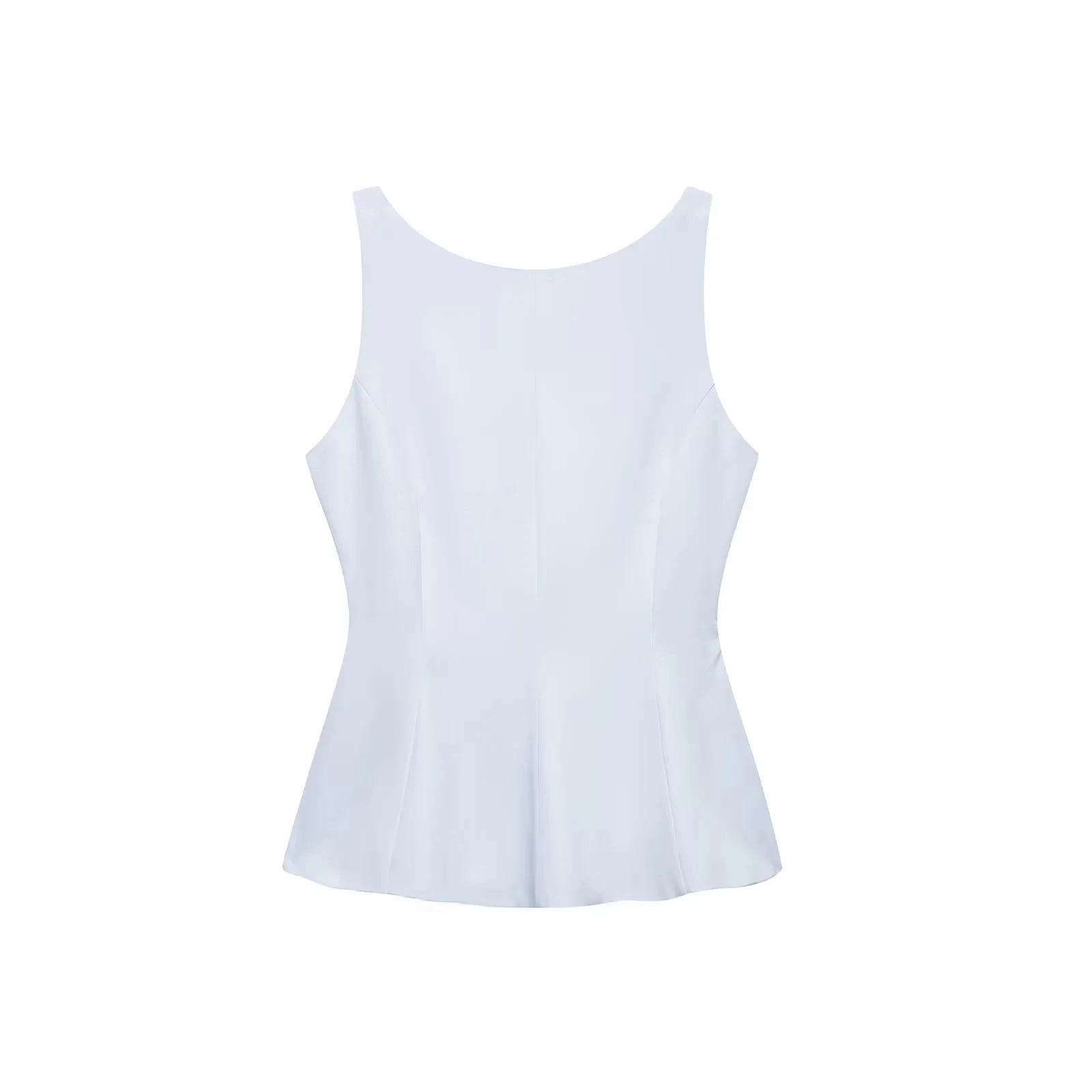 قميص نسائي صيفي جديد بياقة مستديرة بدون أكمام ضيق مع ظهر مكشوف وعقدة فراشة وتنورة قصيرة بتصميم أنيق للأعمال والملابس الكاجوال