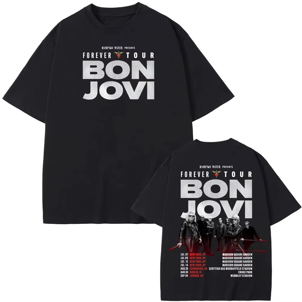 Hot Sale Bon Jovi Grunge Band Forever TOUR 2026 Tee Summer Casual Tee Cotton High Quality T-shirt Lightweight Comfortable Tee