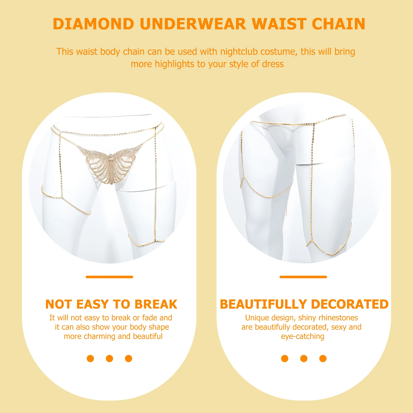

Rhinestone Waist Chain Underwear Body Pants Jewelry for Women Panties Personality Copper Belly Women's