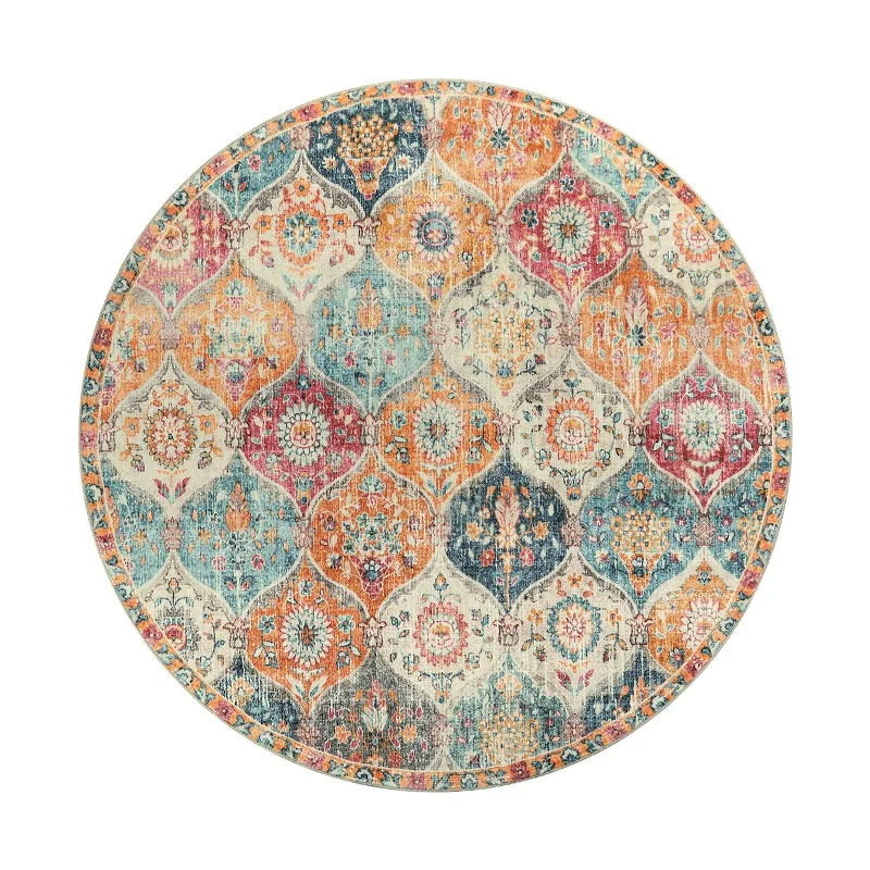 Bohemian Round Carpet – Soft Non-Slip Rug for Living Room, Bedroom, or Kids' Room Retro Home Decor