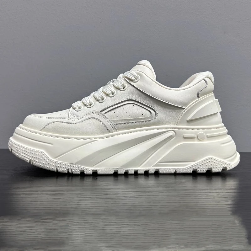 

New Thick Sole Lightweight Sports Casual Shoes High-end Board Shoes Men Luxury Sneakers Genuine Leather