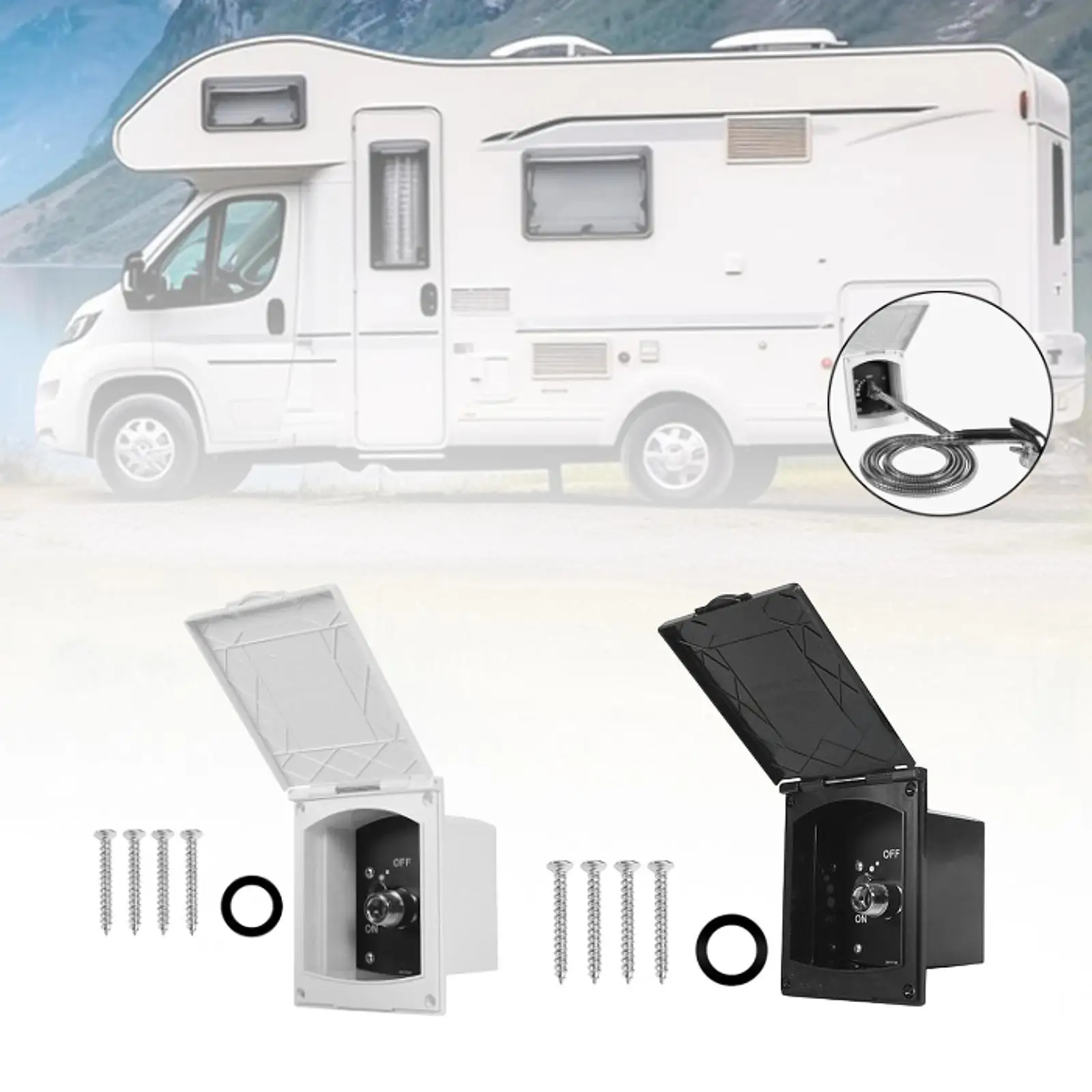 

Generic RV Exterior Shower Box Kit Trailer Shower Kit Easy to Install Adjustable Water Valve Accessories for Van Boat