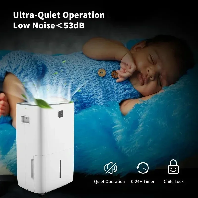 مزيل الرطوبة بمضخة ، مجهز بفلتر هواء قابل للغسل ، خرطوم تصريف قابل لإعادة الاستخدام