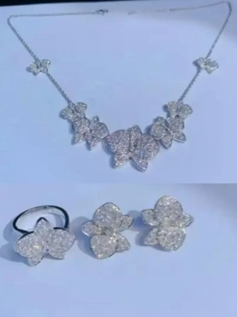 

Customized Sterling Silver with Moissanite Flower design Jewelry set
