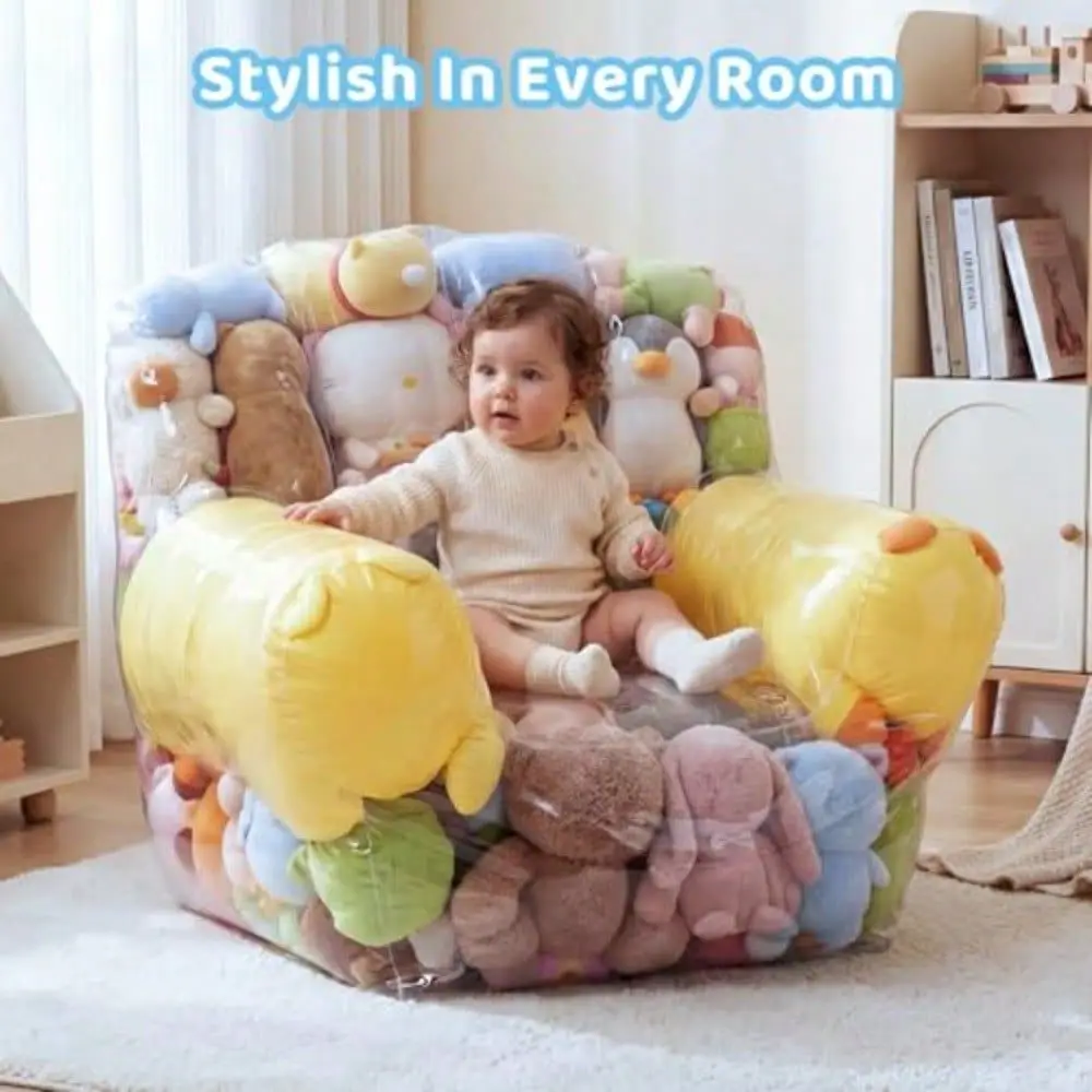 Stuffed Animal Storage Bean Bag Chair Cover For,Extra Large Beanbag Chair Cover With Zipper, PVC Bean Bag Chair Plush Toys Stor