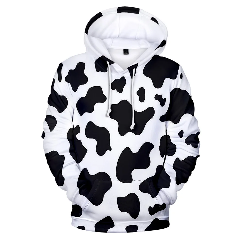 Black and White Cow Pattern Hoodies Moletom Harajuku Sweatshirt Casual Pullover Hoodie Streetwear Jacket Men/Women Clothing