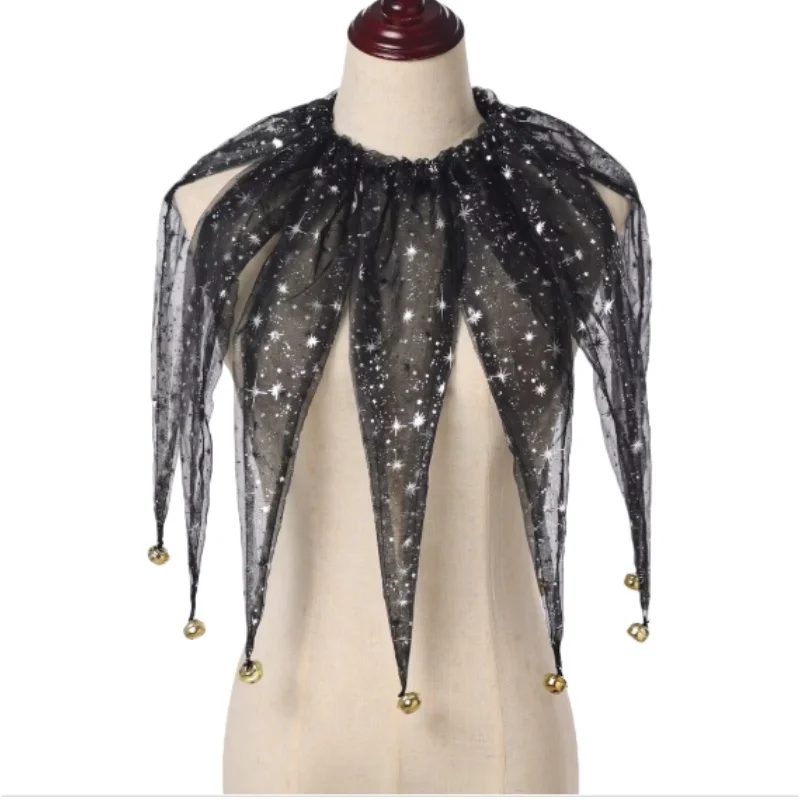 

Оригинальный красочный воротник-коллар для Хэллоуина, сценический, в стиле сказочного цирка, с большим меховым помпоном, фальшивый воротник