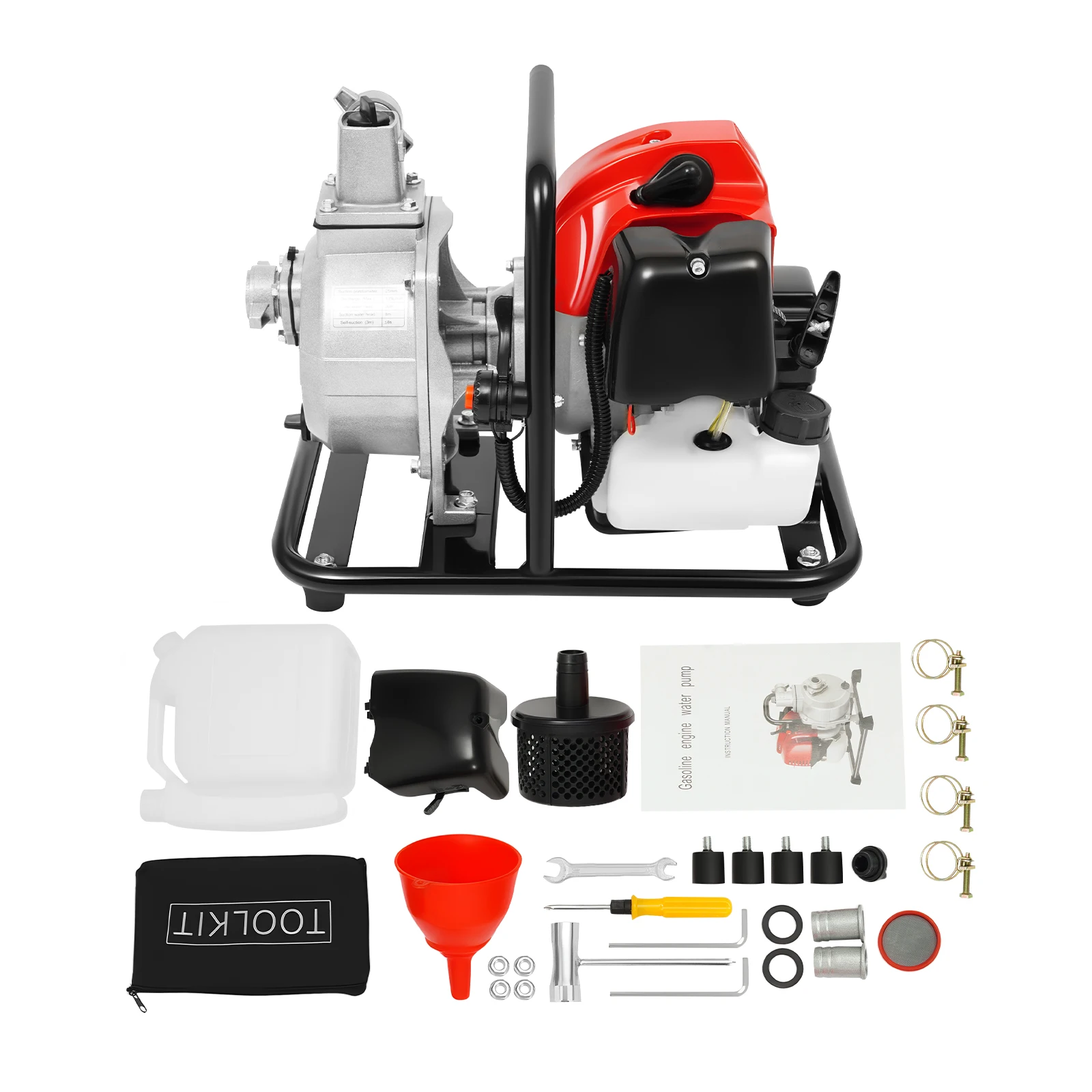 Bomba de água a gasolina a gás de 2 tempos BYMAOCAR, bomba de motor a gás 43cc 1.7HP 1.2KW Bomba de água portátil Bomba de transferência de água de alta pressão