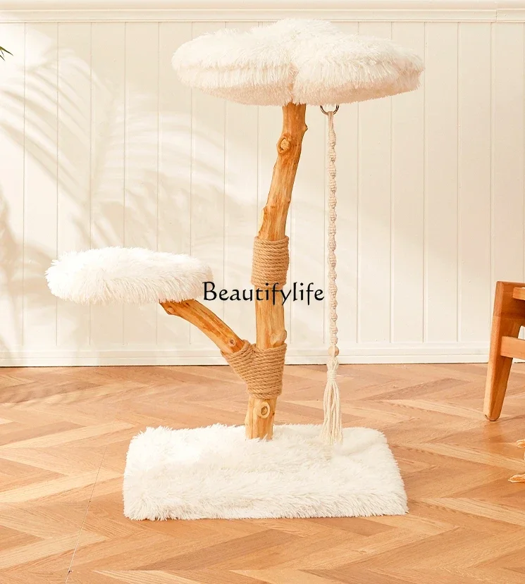 05-Cloud climbing frame cat tree jumping platform integrated luxury solid wood villa does not occupy a cat house