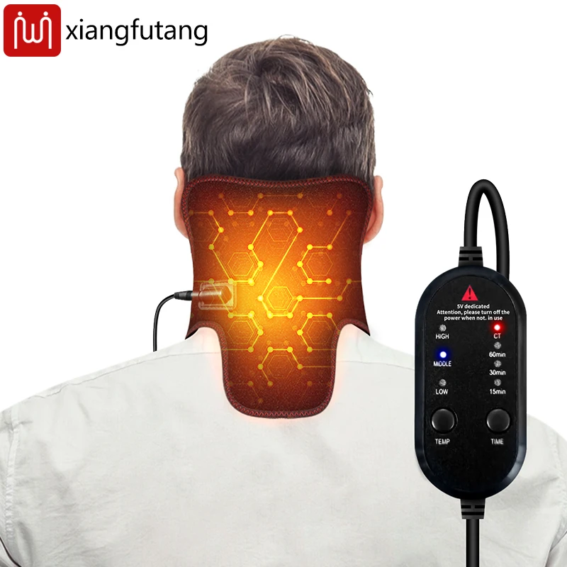Heizendes Nackenpolster, Nackenvibrationsmassagegerät, 3 Temperaturstufen, elektrisch beheizter Nackenwickel zur Linderung von Nackenschmerzen, Steifheit