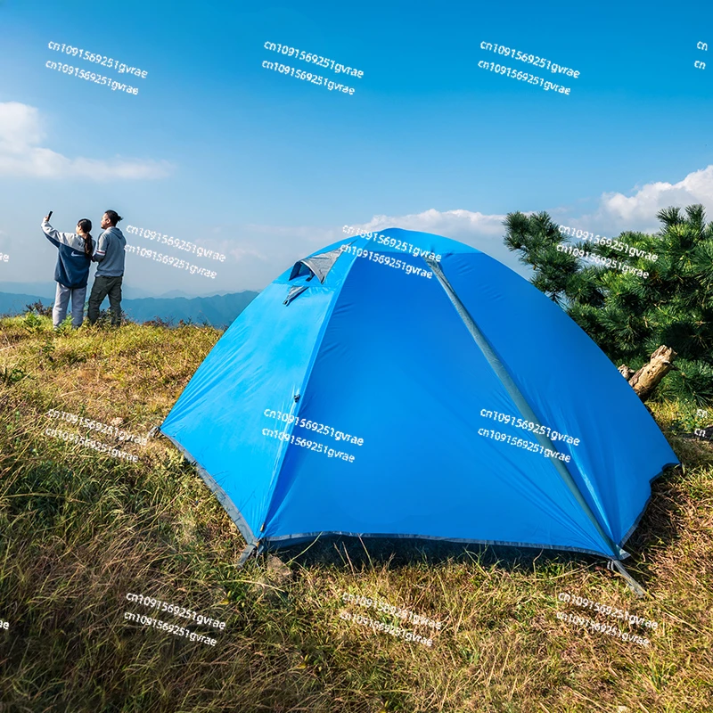 Tent Outdoor Professional Hiking Mountaineering Camping Windproof Rainproof Thickened Camping Double Folding Portable