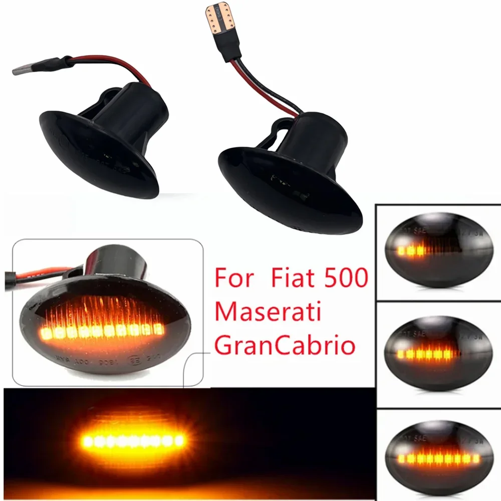 2PCS LED Sequential Flashing Lamp Dynamic Side Marker Turn Signal Light For FIAT 500 Lancia Lybra Ypsilon Alfa Ford KA  Maserati