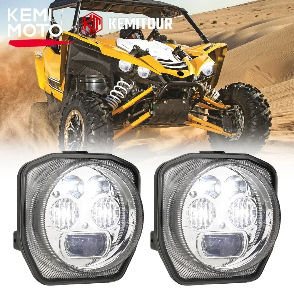 

KEMIMOTO 2UD-84300-00-00 LED Headlights Compatible with Yamaha Wolverine X2 X4 YXZ1000R Grizzly 700 2016-2024 High Low Head Lamp