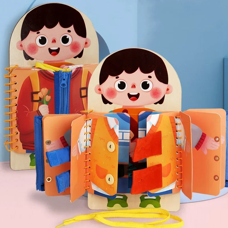 Multi-layer Wooden Busy Board Montessori Early Education Games Toddlers Quiet Books Sensory Toy Practice Dressing For 