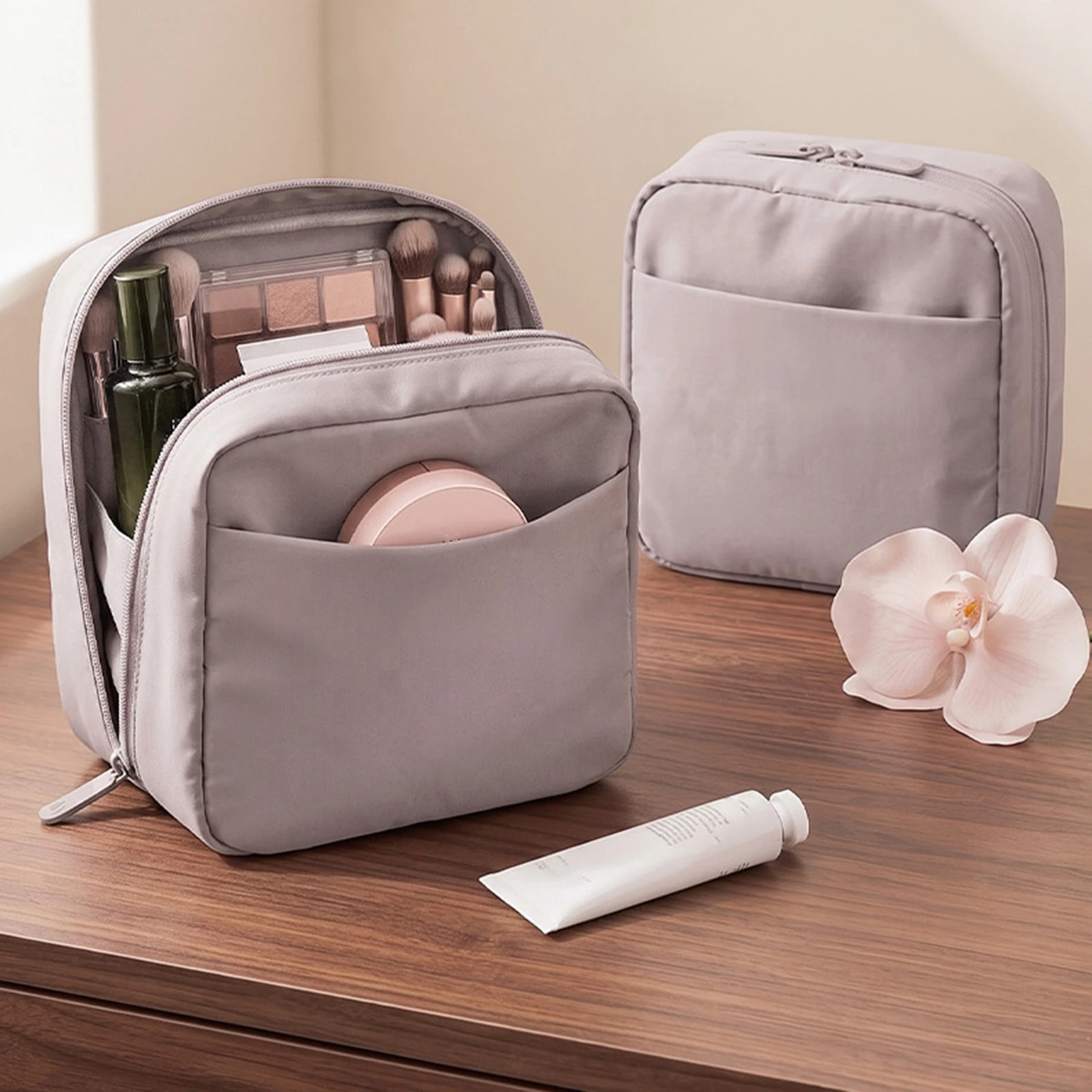 Compact Travel Organizer Soft Cotton Makeup Pouch Portable Cable Storage Case for Handbags Luggage Essentials Durable