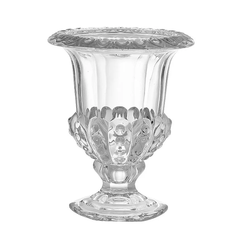 

Retro ins style creative relief tall vase, transparent glass flower arrangement, light luxury dining table,