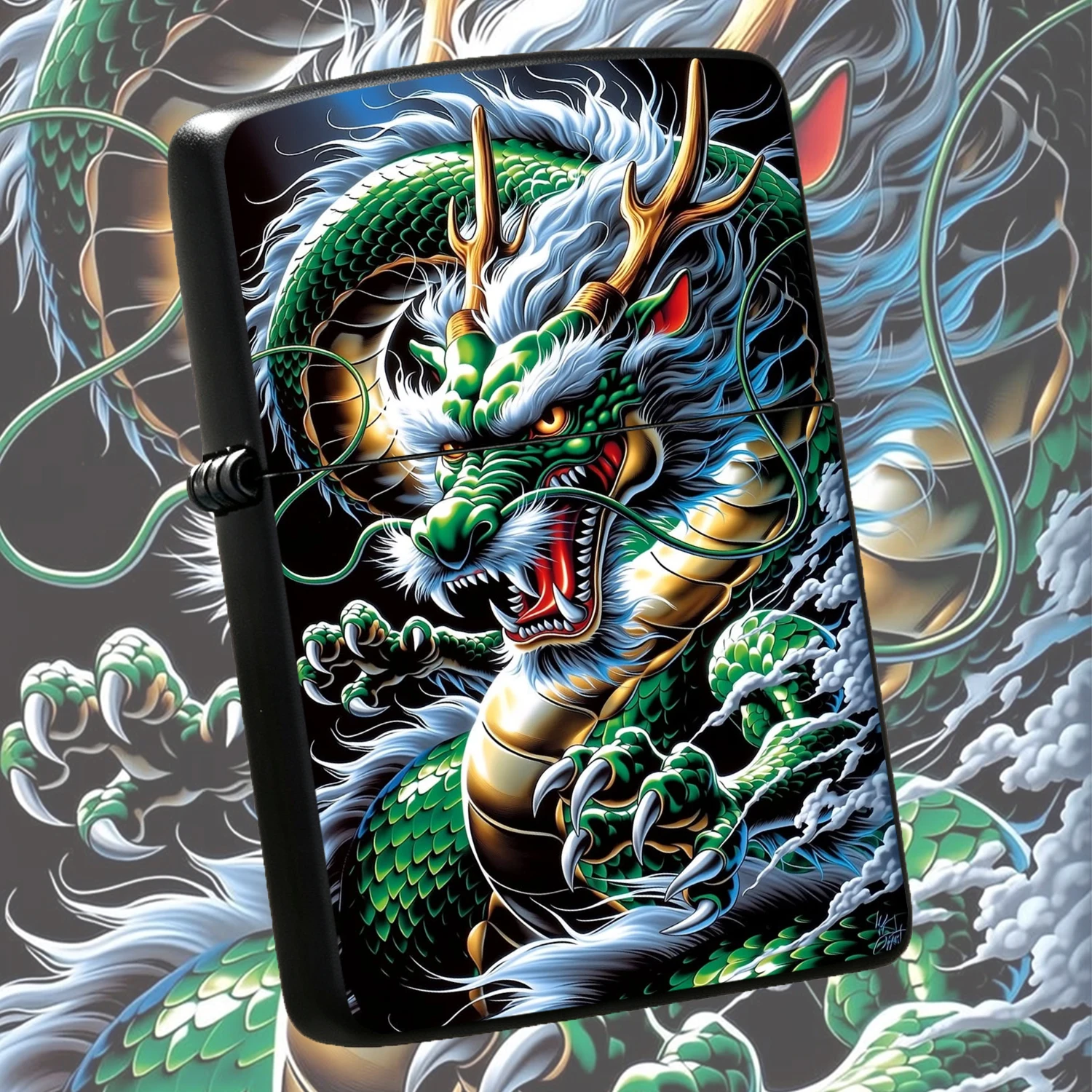Vibrant Oriental Auspicious Dragon Pattern Portable Igniter, Stylish Mythical Green Dragon Themed Practical Daily Use Tool, Ideal For Outdoor Trips, Family Gatherings, Festive Gift Giving, Durable Trendy Accessory With Lucky Symbolic Meanin