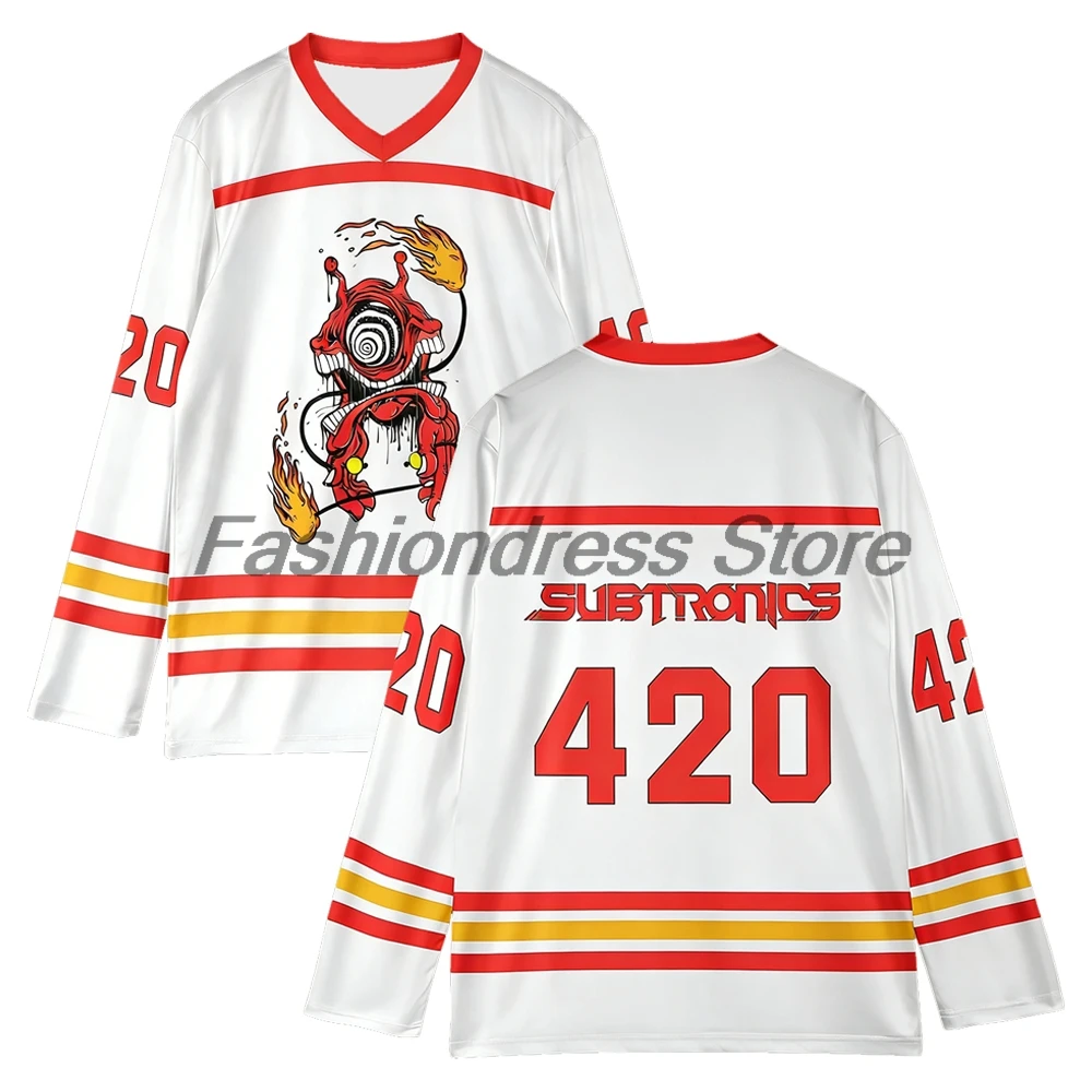 Subtronics DJ Hockey Jersey 2026 Music Festival V-Neck Long Sleeve Loose Top Shirts Women Men Athletic T-shirt
