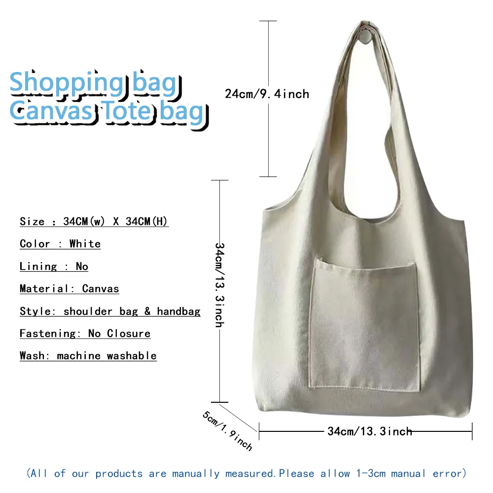 Women Canvas Shoulder Bag Teeth Print Ladies Student Casual Handbag Tote Reusable Large Capacity Foldable Shopping Beach Bags