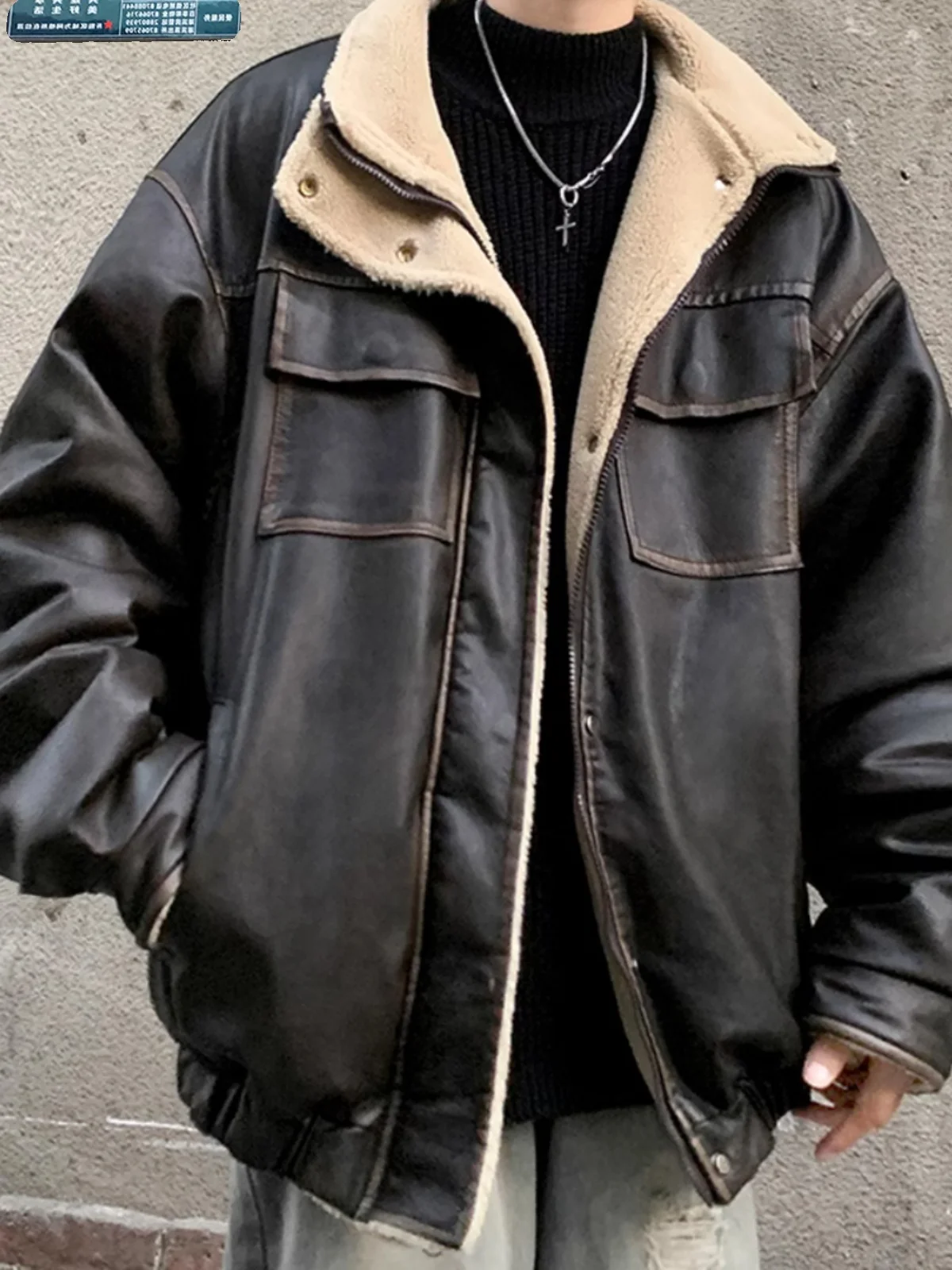 

American Retro Thiened Winter Jaet Cotton Workwear Men's Autumn Winter Pilot Sle Outerwear Casual Loose Fit Youthful