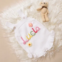 Personalized Baby Knit Bodysuit Custom Name One Piece Spring Infants Children Girls Gifts Clothes New Born Ropa Para Bebe Romper