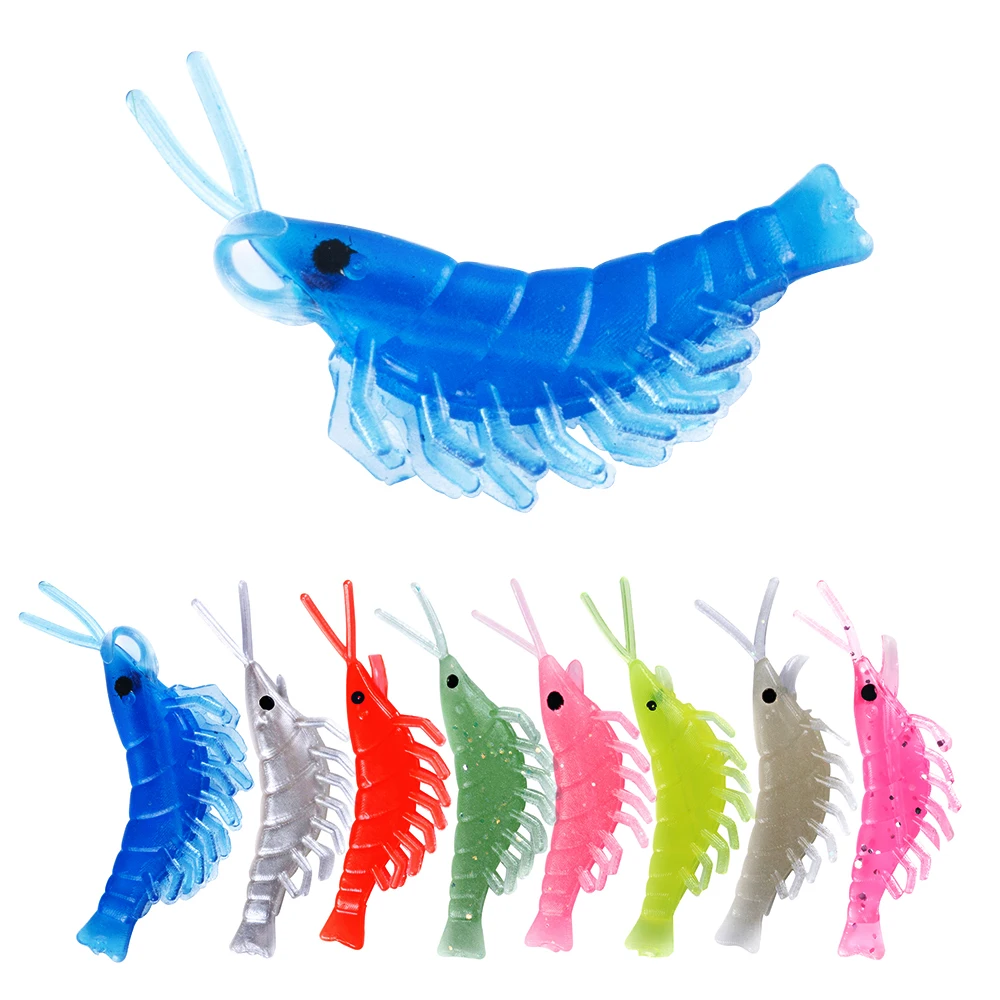20 piezas Señuelos de pesca de camarones de silicona suave de 3,7 cm 0,3g pequeño cebo de pesca de agua dulce para camarones carpa Lucio pesca de lubina