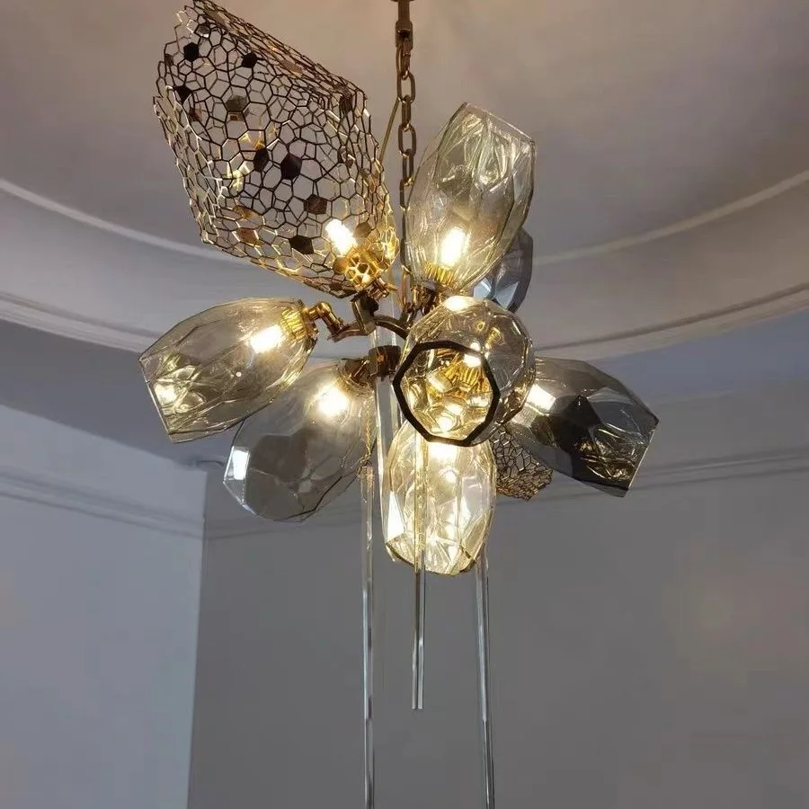 Modern Italian Luxury Crystal Glass Chandelier For Duplex Restaurant Living Room Villa Pendent Lamp Indoor Lighting Fixtures
