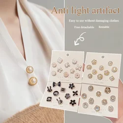 Pearl Brooch Womens Collar Anti Glare Chest Hidden Buckle Pin High-end Fixed Clothing Accessories Buttons
