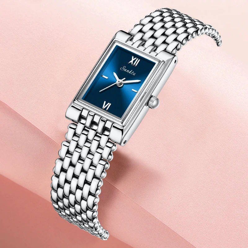 SUNKTA LIGE Fashion Elegant Woman Watch Luxury Simple Classic Slim Dial Stainless Steel Waterproof Quartz Watches for Women Gift