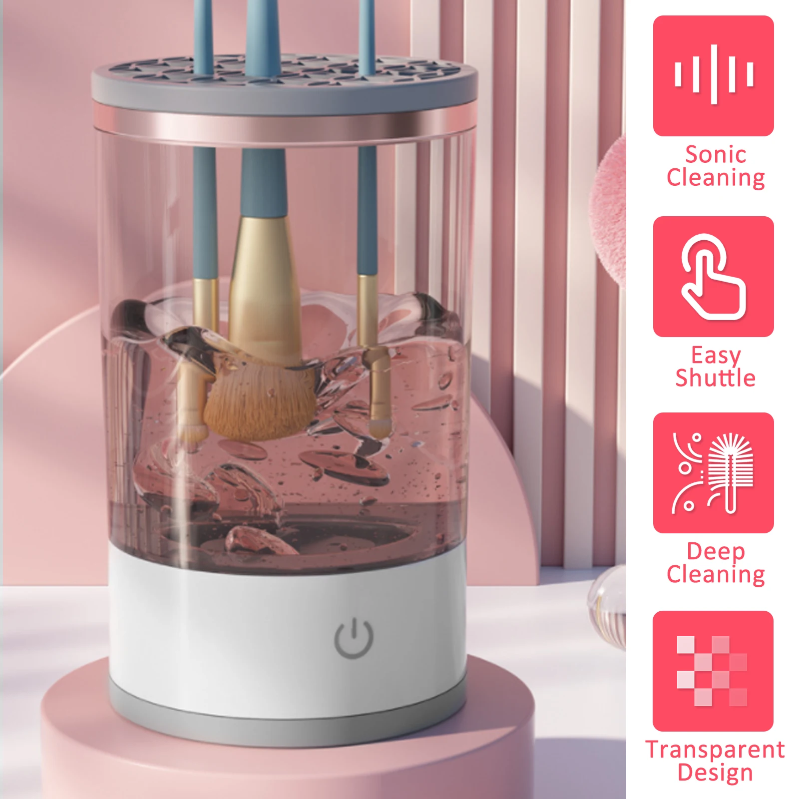USB Powered Brush Washer & Dryer - Odorless Battery-Free Makeup Cleaner, Plug-and-Play Essential Beauty Accessory