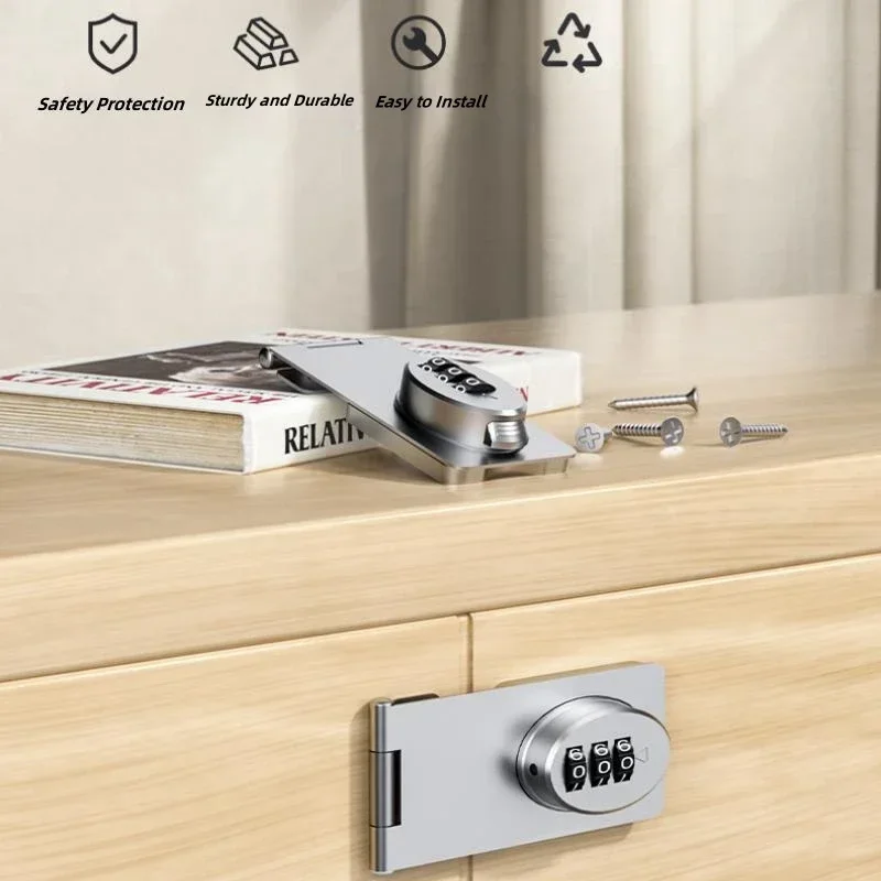 Slide Latch Lock for Small Doors Password Locks Door MechanicalSecurity Cabinets Barn Door Bathroom Outdoor Garage Garden