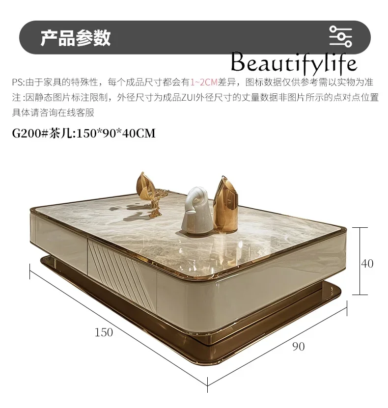 LZ sh طاولة قهوة فاخرة خفيفة لغرفة المعيشة منزلية من حجر الجريزوفولفين طاولة شاي كبيرة فيلا راقية من الخشب الصلب قهوة تا