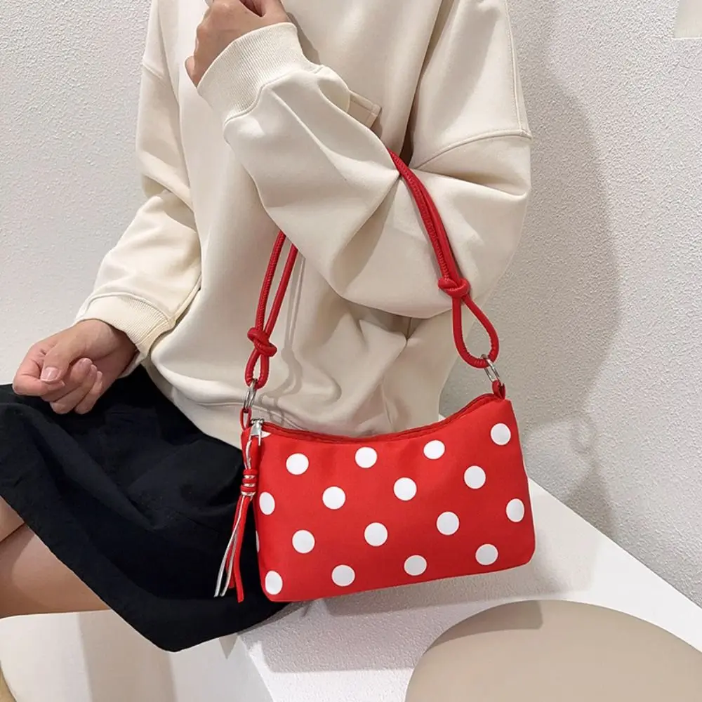 Polka Dot Pattern Shoulder Bag Soft Adjustable Strap Wrist Bag Retro Style Mini Tote Women's Handbag Daily Casual Wear