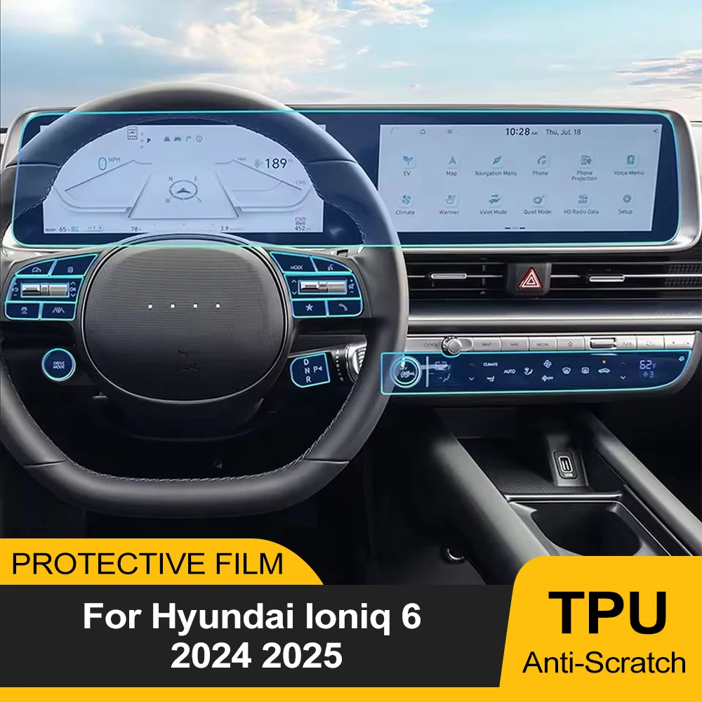 Auto-Innenraumfolie TPU für Hyundai Ioniq 6 2024 2025 PPF Transparenter Schutz Anti-Kratz Vorgeschnittener Aufkleber Abdeckung Zubehör