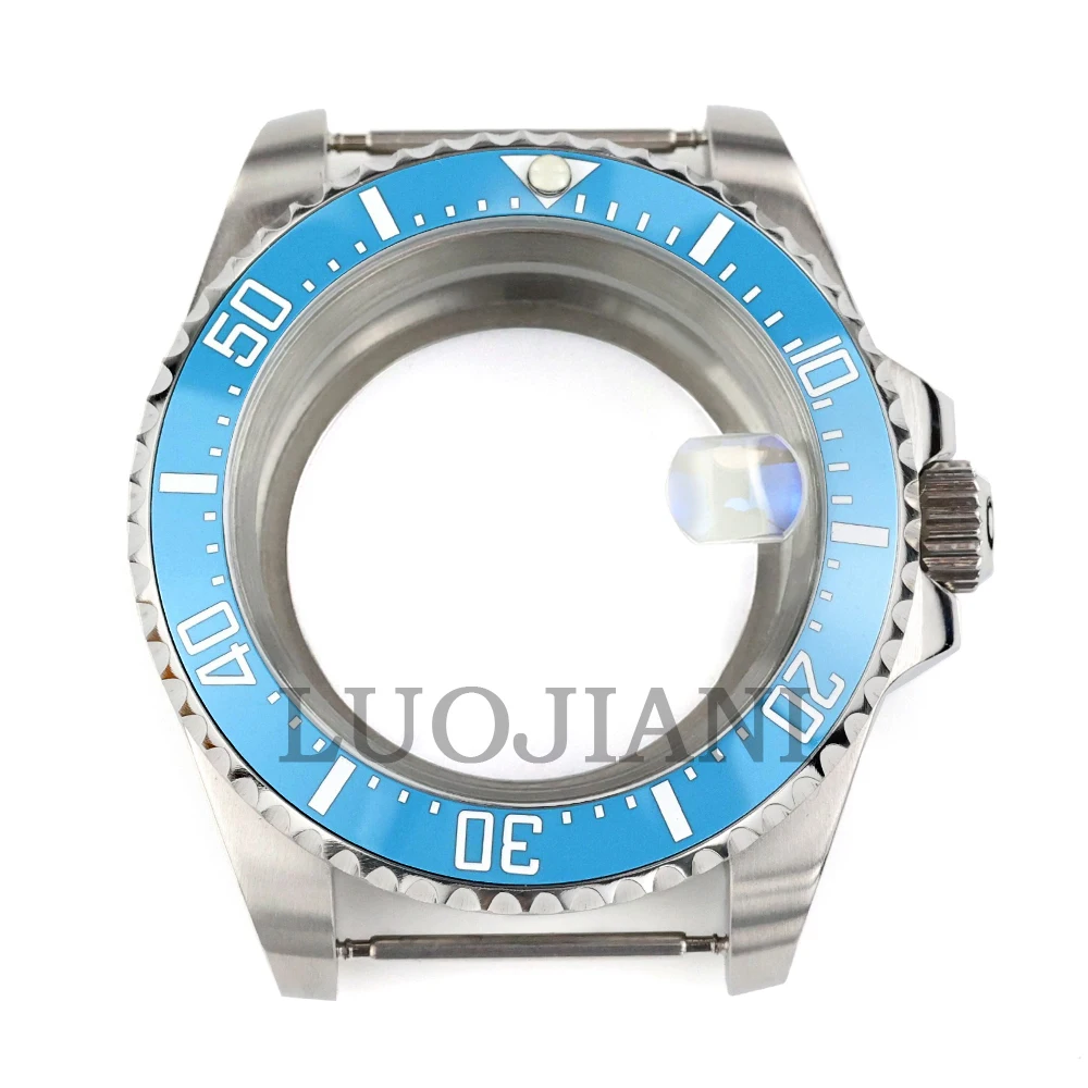 

Ice blue Ceramic Bezel 40mm Watch Case 316L Steel For NH34 NH35 NH36 Movement 28.5mm Dial Waterproof Submariner GMT Case