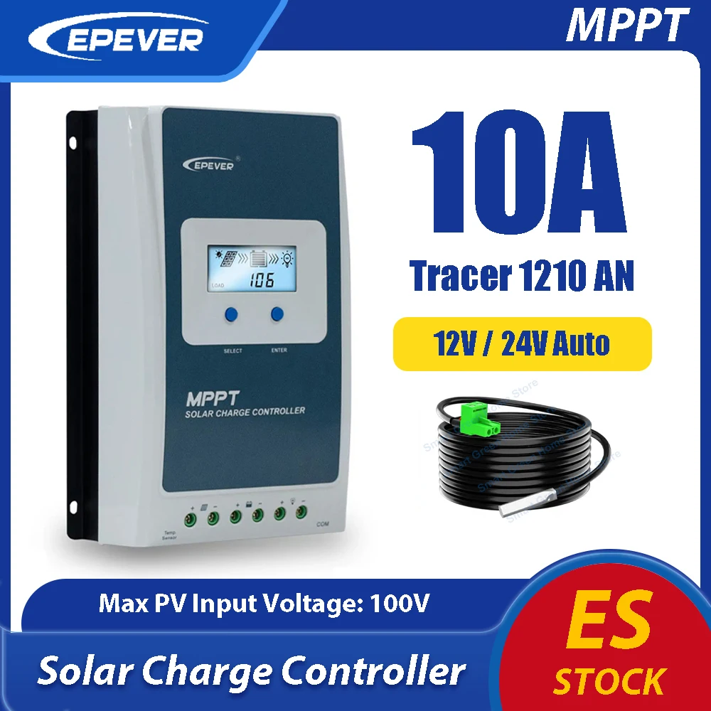 EPEVER Tracer1210AN 10A MPPT Solar-Laderegler mit RTS-Sensor 12V 24V DC Auto-Identifikation 100V PV-Eingang