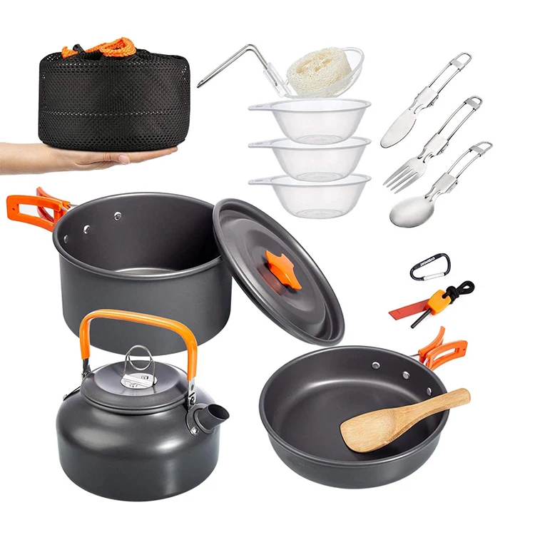 Professional Portable Aluminium Camping Pot Set Hiking Backpacking Cookware Outdoor Picnic Cooking Cookware Set